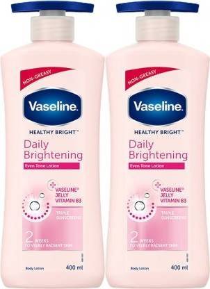 Vaseline DAILY BRIGHTENING TRIPLE SUNSCREENS HEALTHY BRIGHT BODY LOTION 400 ML X 2