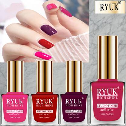 RYUK Power Lasting High Shine Nail Polish Set-3 Pink, Red, Maroon, Magenta