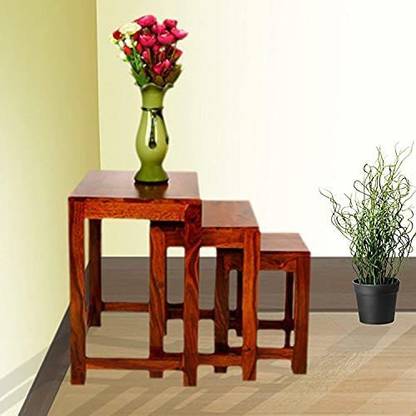 Smarts collection Sheesham Wood Nesting Tables for Living Room Bedside End Table | Set of 3 Solid Wood Nesting Table