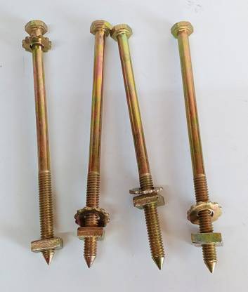 Hardware Nut & Bolt Set Cot Bolt 6 inch (10 mm Thread) 4 Pcs