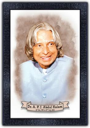 pnf Dr. A. P. J. Abdul Kalam with Wooden Synthetic Frame p-164 Digital Reprint 19 inch x 13.5 inch Painting