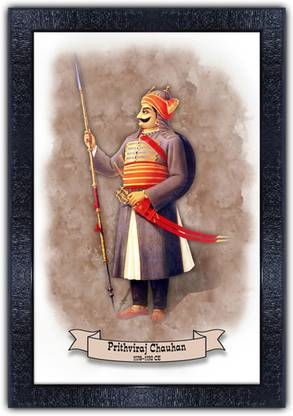 pnf Prithviraj Chauhan painting art Wood Frames with Acrylic Sheet (Glass)p-171 Digital Reprint 19 inch x 13.5 inch Painting