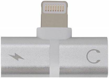 SANNO WORLD Silver Dual Lightning Headphone Adapter Audio & Charge Phone Converter