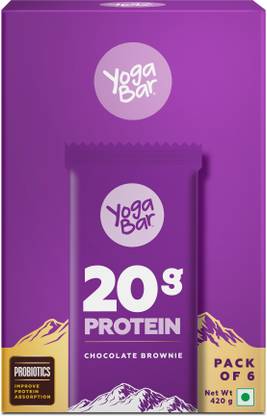 Yogabar 20g Protein Bars | Chocolate Brownie | Pack of 6 Whey Protein