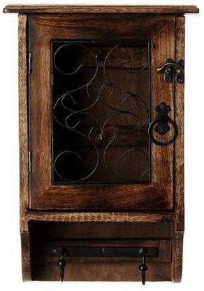 AN Craft Wooden Wall key stand Almirah Shaped Key Holder Wooden Wall Shelf