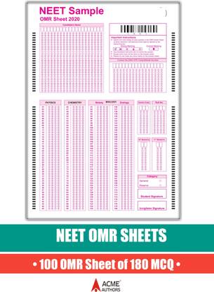 NEET Samle OMR Sheets |100 OMR Loose Sheets For 180 MCQs
