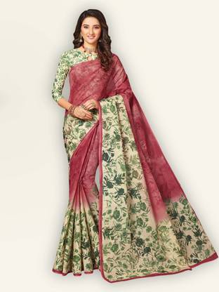 Floral Print Daily Wear Pure Cotton Saree