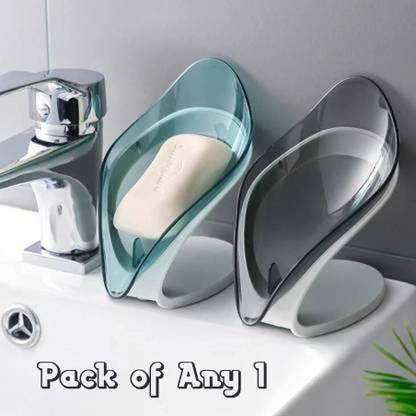 royal enterprise Portable Leaf Shape Soap Stand Without Drilling Container [pack od 1]