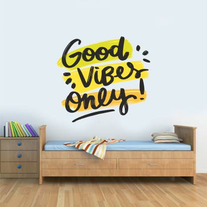 Azan Creation 58.42 cm Good Vibes Only Wall Sticker for Living Room Size - 58X53 CM Self Adhesive Sticker