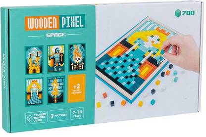 Brainbox Games 3D Wooden Pixel Cubes Playset Educational Board Games