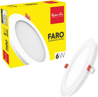 Fybros 6 Watt 100mm Cut Size Natural White Faro LED Panel Light 6w Round (Pack of 1) Recessed Ceiling Light Ceiling Lamp
