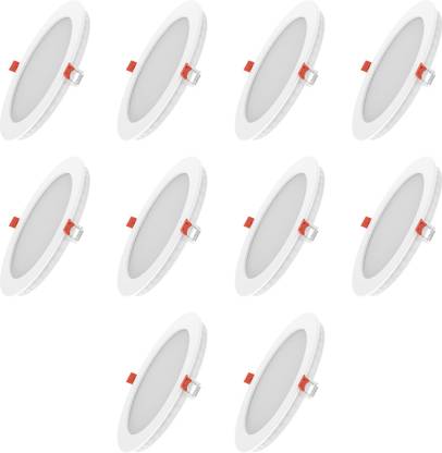 Fybros 3 Watt 70mm Cut Size Warm White Faro LED Panel Light 3w Round (Pack of 10) Recessed Ceiling Lamp