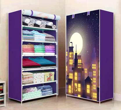 Sasimo 1 Door 6 Shelf Fabric PP PVC Collapsible Wardrobe