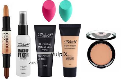 VULPIX REVOLUTIONARY MAKEUP 3D BALM STICK, FACE POWDER COMPACT WITH ALL GLAMOROUS GLOW SKIN FACE MAKEUP COMBO