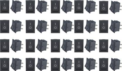 KCD 20Pcs 2 Pin Snap Rocker Toggle SPST Switch Black On/Off Ac 250v/6A 125v/10A Electronic Components Electronic Hobby Kit