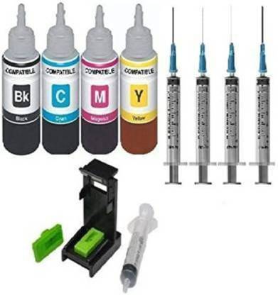 DINESH Tri-Color-ink-123 Black + Tri Color Combo Pack Ink Bottle