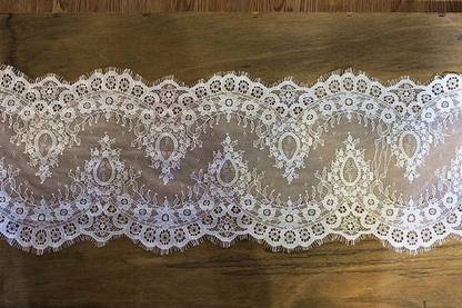 olc Eyelash ET 26 white White Eyelash Chantilly Lace Border ,Width 23.5 cm ,length 3 metre Lace Reel