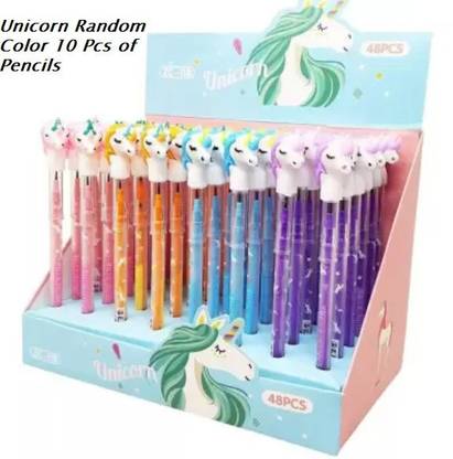Krullers Unicorn Stack Pencil Beautiful Designer,Random,Pack of 10 Pencil