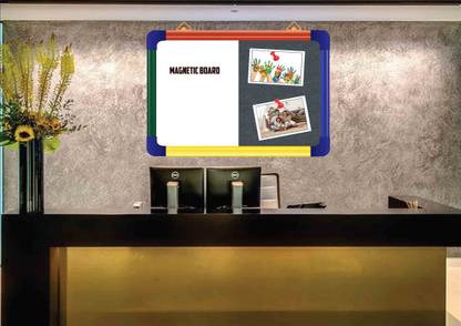 WRITING AND DISPLAY MAGNETIC board 1.5*2 FEET COMBINATION ALUMINIUM FRAME(GUNGREY) CORK Bulletin Board