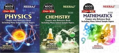 NIOS Physics(312), Chemistry(313), Mathematics(311) Science Side 3 Class 12 English Medium Chapter Wise Ref Guide Books With MANY SOLVED QUESTION PAPERS