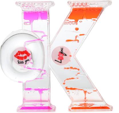 RNTR Two-color Double Side Oil Drop Ornaments OK Shaped Hourglass Timer Gifting item Decorative Showpiece  -  13 cm
