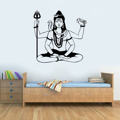 Excellent Craft 56 cm Jai Mahakal Wall decal & sticker Black Color size ( 56 x 56 CM ) Pack Of 1 Magnetic Sticker