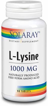 Solaray L-Lysine Free Form Supplement, 1000 mg, 90 Count