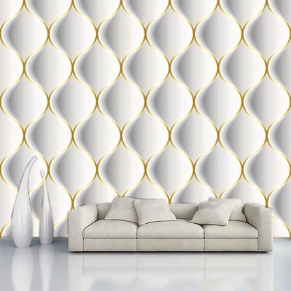 Crative Design Abstract White, Gold Wallpaper