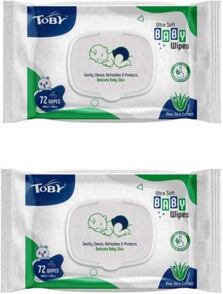 TOBY Wet Baby Wipes -72 Wipes (Pack of 2)