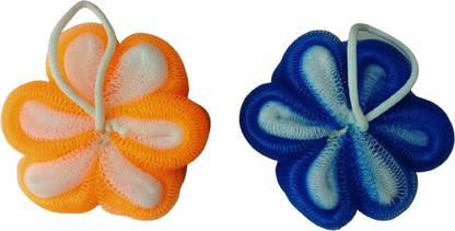 S Mark Flower Shape Bathing Sponge for Women and Men | Pack Of 2 | (Multicolor)