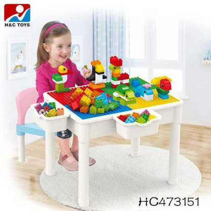 Brainbox Games 2 in 1 Kids Lego block and Table With Chairs