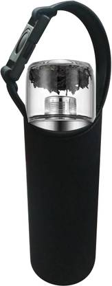 JustProducts Borosilicate Glass Infuser Bottle With Protective Sleeve/Insulated Detox Bottle 400 ml Flask