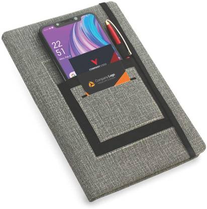 Bodhee Tree A5 Notebook with Mobile Pocket, Card Holder Pocket & Pen Loop A5 Notebook Ruled 200 Pages