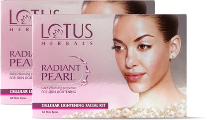 LOTUS HERBALS Radiant Pearl Cellular Lightening Single Facial Kit | 37g Pack of 2