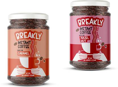 Breakly Instant Coffee Powder| Rich Hazelnut & Caramel Flavour |Intense and Smooth| 40g Combo