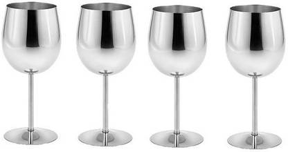 finality (Pack of 4) Stainless Steel Wine Glass Cup Drinking Mug Set of 4 Piece Glass Set Wine Glass