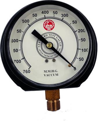 Japsin 6"/150MM Vacuum Pressure Gauge -760 PSI, MS Body, Bottom Connection 3/8" Brass Ring Gauge