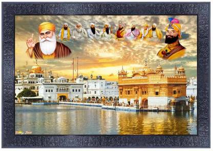 pnf Guru Nanak ten Guru Wood Frames with Acrylic Sheet (Glass)1161 Digital Reprint 14 inch x 10 inch Painting