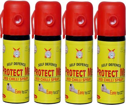 PROTECT ME Self Defence Powerful Red Chilli Pepper Spray for Women's Protection (Pack of 4) Pepper Stream Spray