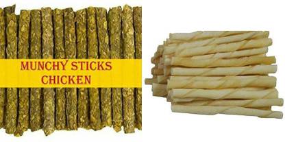 Peto lovers puppy dogs chew sticks chicken 300 gram with dog white spiral chew 200 gram Chicken Dog Chew