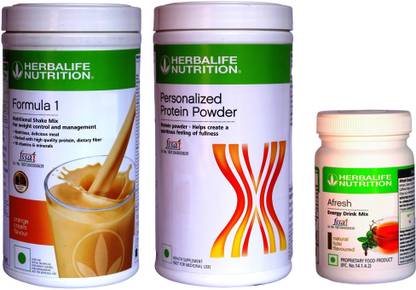 Herbalife Nutrition FORMULA 1SHAKE ORANGE &PROTIEN POWDER 400 G AFRESH ENERGY DRINK TULSI Plant-Based Protein