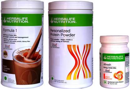 Herbalife Nutrition FORMULA 1SHAKE CHOCOLATE &PROTIEN POWDER 400 G AFRESH ENERGY DRINK PEACH Plant-Based Protein