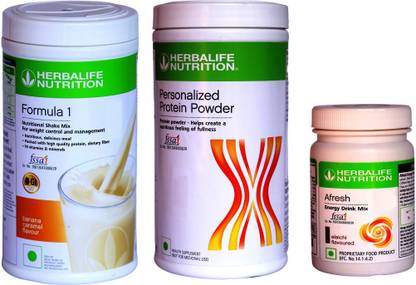 Herbalife Nutrition FORMULA 1SHAKE BANANA CARAME &PROTIEN POWDER 400 G AFRESH ENERGY DRINK ELAICHI Plant-Based Protein