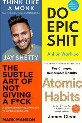 Deal Of 4 Books — Do Epic Shittt + Mark Mansons Book +Habits Remarkable Results And The Jay Shetty Book  (Paperback, Jay shetty, Ankur Warikoo) at Rs. 400