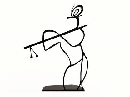 LAYER'R Krishna statue, Minimalist design, Standing krishna wall art, One line art Decorative Showpiece  -  6.85 cm