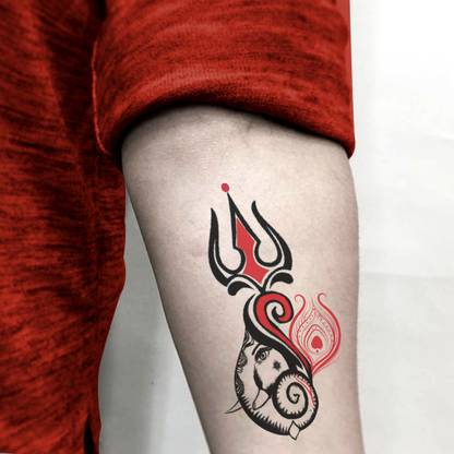 komstec Trishul With Lord Ganesha Tattoo Temporary Tattoo For Male And Female Tattoo