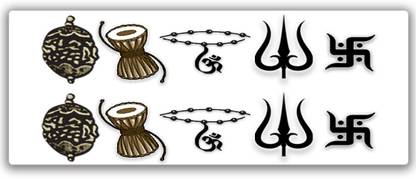 surmul Ring with Damru Tattoo Om and Rudraksh Temporary Body Tattoo
