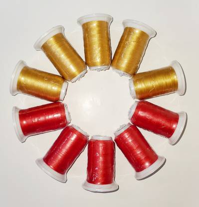 P R CREATIVES Vardhman Embroidery Polyester Threads (Pack of 10 - Each shade, 5 cones) Thread