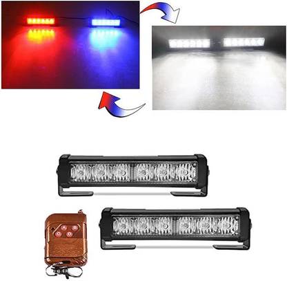 Master Car Flash Light | Warning Light Police Emergency Flasher Red, Blue & White LED Car Fancy Lights