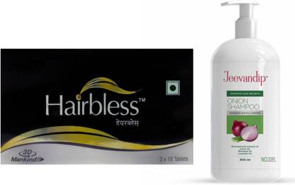 Hairbless TABLETS (3×10 Tab) AND ONION SHAMPOO (300ML)